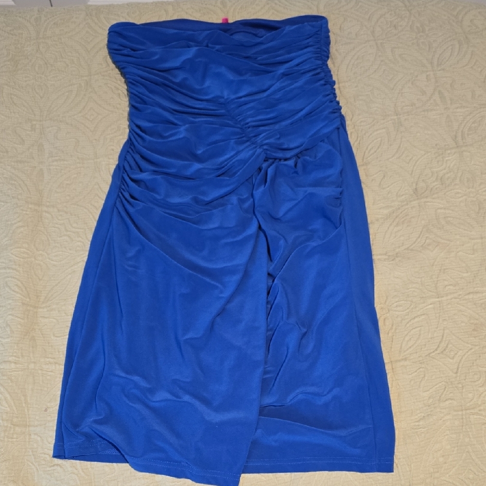 Chic Strapless Blue Dress